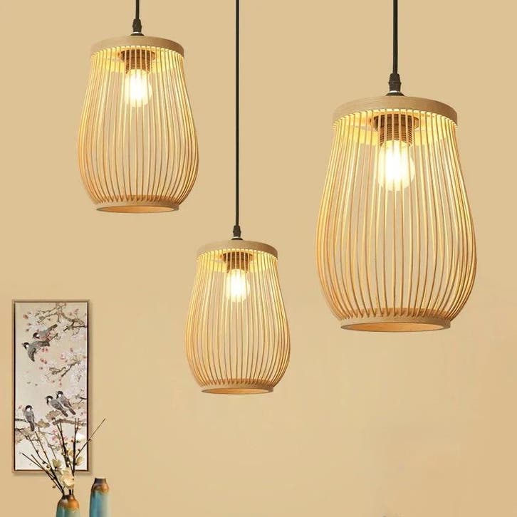 Rotan Bamboe Hanglamp E27 – Handgemaakt, Huis en Inrichting, Lampen | Hanglampen, Nieuw, Verzenden