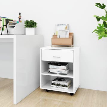 vidaXL Rolkast 46x36x59 cm bewerkt hout hoogglans wit, Huis en Inrichting, Verzenden, Nieuw