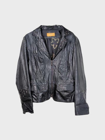 Biba Apparels Leren jas Dames maat M Zwart Vintage, Maat 38/40 (M), Zwart, Ophalen of Verzenden, Zo goed als nieuw