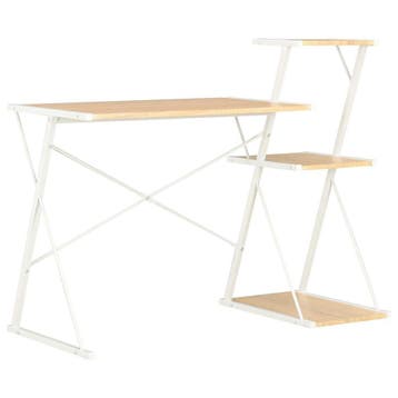 vidaXL Bureau met schap 116x50x93 cm wit en eikenkleurig, Verzenden, Nieuw