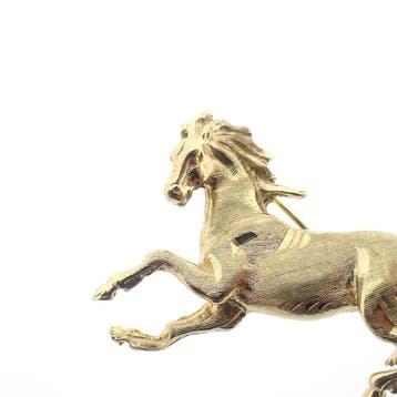 Gouden broche van een paard, Ophalen of Verzenden, Gebruikt, Overige kleuren, Goud