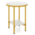LIVSK Salontafel met Marmerlook - Twee Niveaus - Gouden Fram, Verzenden