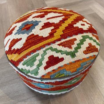 Poef - Poef Kelim ( unused ) - handmade - Wol en hout, Nieuw