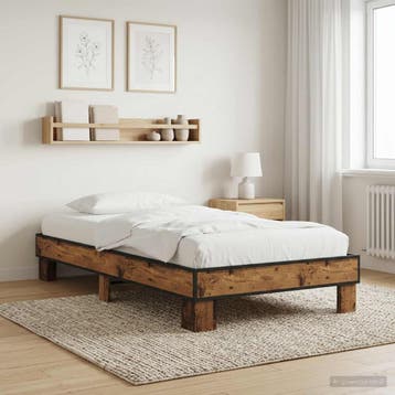 vidaXL Bedframe Oud hout 80 x 200 cm Bewerkt hout, Verzenden, Nieuw, Bruin, Hout