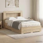 vidaXL Bedframe met opslag Sonoma Eiken 120 x 200 cm Bewerkt, Verzenden, Nieuw, Bruin, Hout