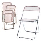Klapstoel set van 4 Pornainen 74x46x47 cm roze transparant [, Huis en Inrichting, Stoelen, Verzenden, Nieuw