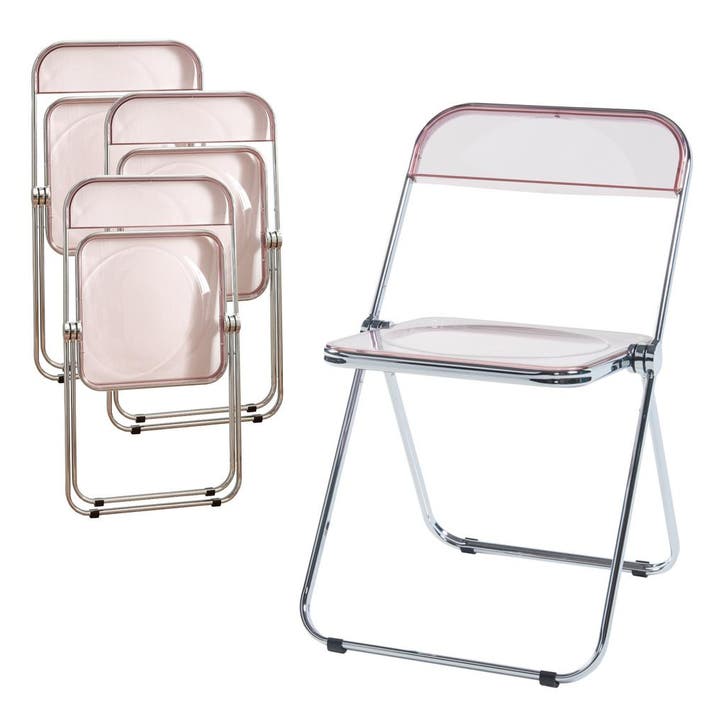 Klapstoel set van 4 Pornainen 74x46x47 cm roze transparant [, Huis en Inrichting, Stoelen, Verzenden