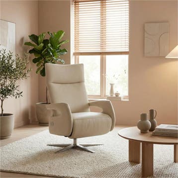 Leren relaxfauteuil Vibe elektrisch - Massif Ecru (crème) -, Huis en Inrichting, Fauteuils, Industrieel, Modern, Scandinavisch