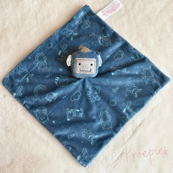 PRIMARK knuffeldoekje robot blauw - knuffellap baby, Kinderen en Baby's, Speelgoed | Knuffels en Pluche, Verzenden