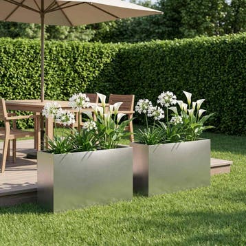 vidaXL Plantenbak 2 st zilver 80 x 40 x 50 cm Roestvrij, Verzenden, Minder dan 60 cm, Nieuw, Metaal