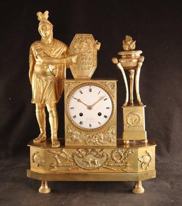 Figurale pendule - Antieke Empire klok - Brons, Messing -, Antiek en Kunst, Antiek | Klokken