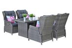 Barcelona Verstelbare Dining Loungeset 4 Stoelen - Kobo Grey, Tuin en Terras, Verzenden, Nieuw