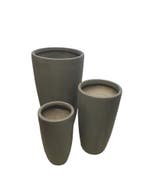 Plantenbak Fiberclay 32x32x62 cm Antraciet, Tuin en Terras, Bloembakken en Plantenbakken, Verzenden, Nieuw, Rond