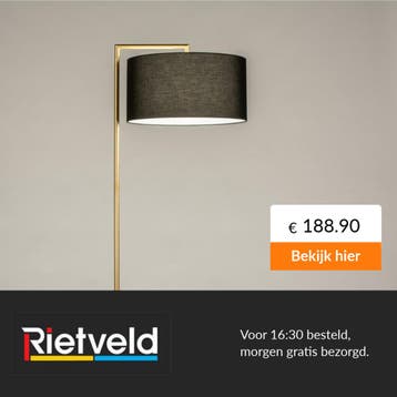 Rietveld-Vloerlampen-Zwart, Goud, Messing (kleur)-Stof,, Huis en Inrichting, Verzenden, Nieuw