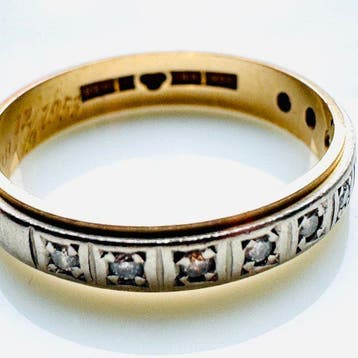 Ring - 18 karaat Geel goud, Witgoud - 0.10ct. tw. Diamant, Sieraden, Tassen en Uiterlijk, Ringen, Nieuw