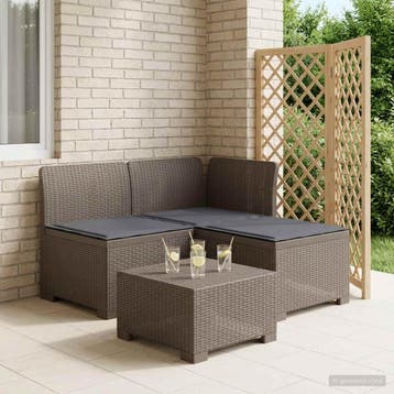 vidaXL 3-zits tuinbank met kussens in rattanlook 3-zits PP, Verzenden, Nieuw