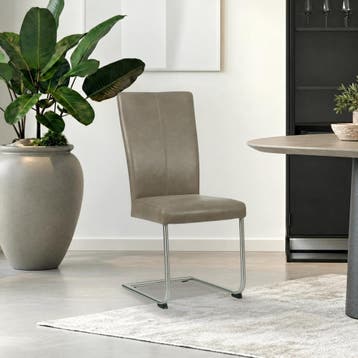 Leren eetkamerstoel Dry - Vintage Stone (grijs) - Sledepoot, Huis en Inrichting, Nieuw, Leer, Ophalen of Verzenden, Modern