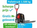 Pompwagen | elektrisch rijden en heffen! | 1500 kg | compact, Zakelijke goederen, Verzenden, 1000 tot 2000 kg, EP Equipment, Palletwagen