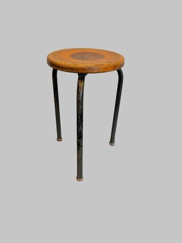 Kruk - Hout, Metaal - Driepoot kruk 1950-60s