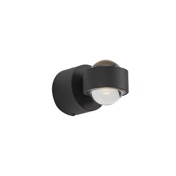 Design wandlamp zwart incl. LED IP44 - Lens, Verzenden, Nieuw