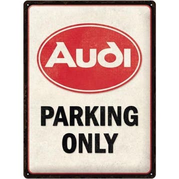 Metalen wandbord Audi Quatro Logo Parking Parkeren, Nieuw
