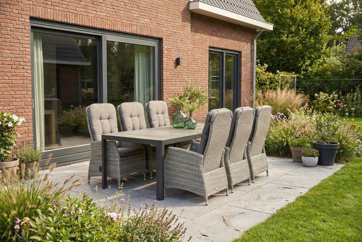 VDG Memphis/Queens 220 cm. tuinset - 7-delig verstelbaar, Tuin en Terras, Tuinsets en Loungesets, Tuinset, Nieuw, Overige materialen