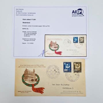 Nederland 1950 - FDC Leidse Universiteit - Met attest Henk, Gestempeld