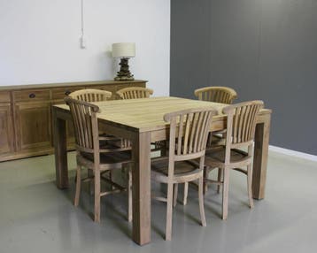 Vierkante tafel van teakhout -  140 cm x 140 cm, Huis en Inrichting, Ophalen of Verzenden, Nieuw