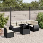 vidaXL 7-delige Loungeset met kussens poly rattan zwart, Verzenden, Nieuw, Rotan, Loungeset