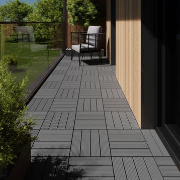 Set tuintegels Tegulas, WPC in houtlook - grijs, Set van 11, Tuin en Terras, Verzenden, Nieuw