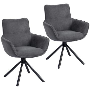 Set Van 2 Eetkamerstoelen, Draaibaar, Zacht Gestoffeerd, Arm, Verzenden, Nieuw