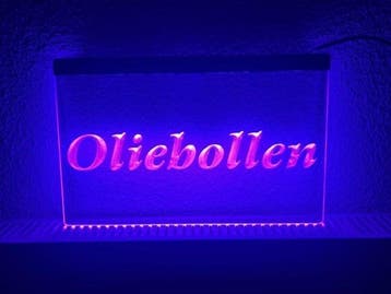 Oliebollen oliebol neon bord lamp LED verlichting reclame li, Verzenden, Nieuw