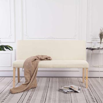 vidaXL Bankje 139,5 cm polyester crème, Huis en Inrichting, Verzenden, Nieuw