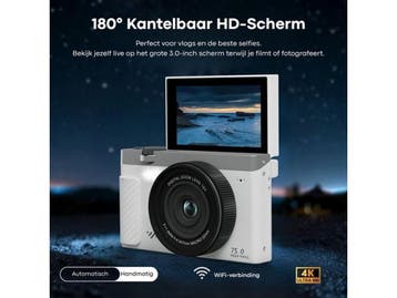 Vizual 75MP - Compact Camera - 4K 30FPS - Wit, Verzenden, Zo goed als nieuw