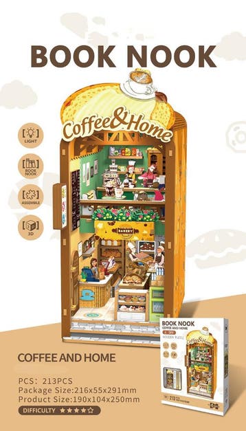 PlayfulMario Coffee & Home Booknook Modelbouw met LED lam..., Verzenden, Nieuw