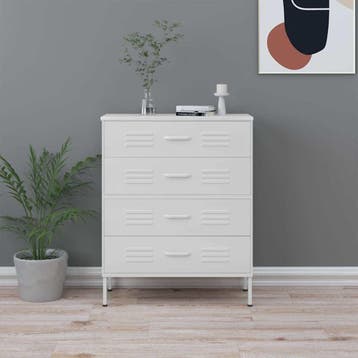 vidaXL Ladekast 80x35x101,5 cm staal wit, Kinderen en Baby's, Kinderkamer | Commodes en Kasten, Verzenden, Nieuw