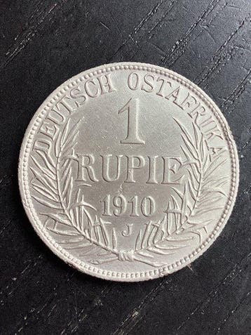 Duits Oost-Afrika. Wilhelm II. 1 Rupie 1910 (Zonder, Postzegels en Munten