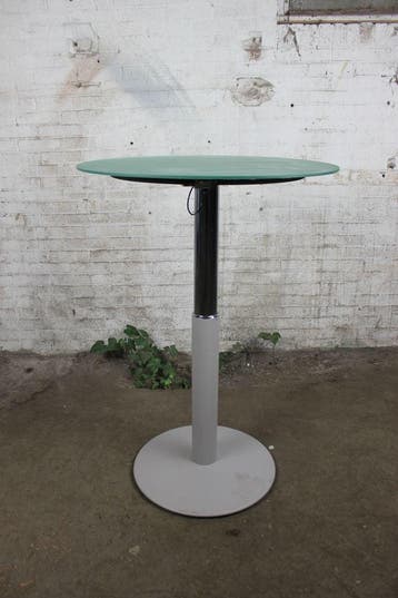 Tweedehands zit-statafel melkglas Ø70 cm gasveer verstelbaar, Zakelijke goederen, Kantoor en Winkelinrichting | Kantoormeubilair en Inrichting
