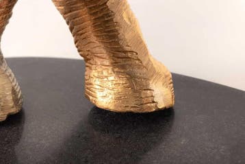 Ronde bijzettafel ELEPHANT 80cm goud metaal glas marmeren, Ophalen of Verzenden, Nieuw
