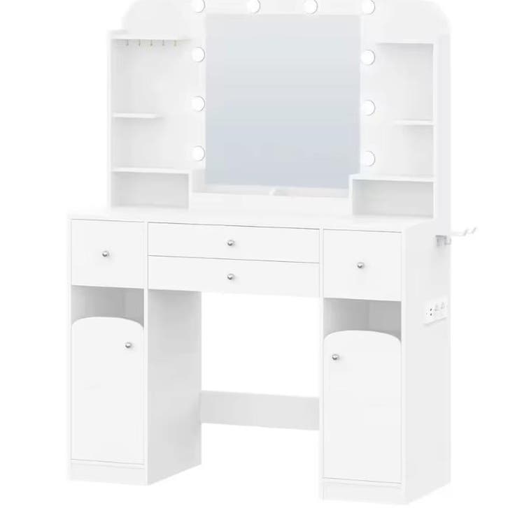 Kaptafel met LED Spiegel en Stopcontact met Opbergruimte, Huis en Inrichting, Tafels | Kaptafels, Nieuw, Verzenden