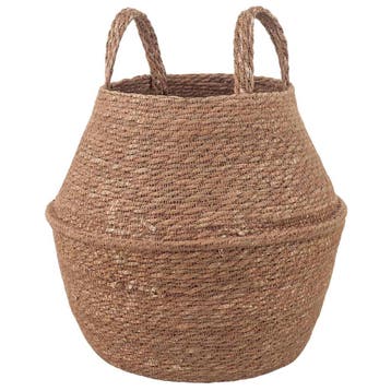 vidaXL Plantenpot met handvatten Naturel Ø 22 x 20 cm 100%, Verzenden, Nieuw, Minder dan 30 cm
