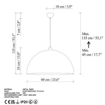 2dekans | opviq Kure 236 hanglamp - 60×35 cm - mint - E27, Huis en Inrichting, Lampen | Hanglampen, Ophalen of Verzenden, Zo goed als nieuw