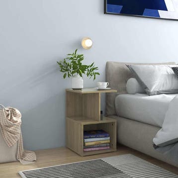 vidaXL Nachtkastje 35x35x55 cm bewerkt hout sonoma, Minder dan 45 cm, Verzenden, Nieuw, 55 tot 70 cm