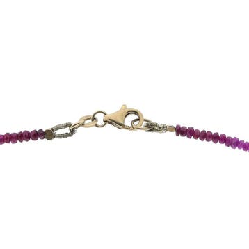 9 karaat robijn kralenketting, Sieraden, Tassen en Uiterlijk, Kettingen, Gebruikt, Geel, Ophalen of Verzenden, Met edelsteen