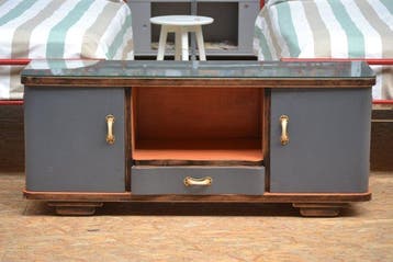 Kabinet - Hout, Glas, Metaal - Mobile Basso Vintage