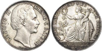 Taler, daalder 1871, Bayern Ludwig Ii 1864-1886, Verzenden