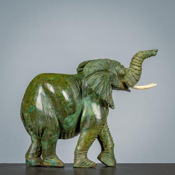 Sculptuuur voor buiten, olifant - 220 mm - Metaal - 1990