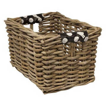 Wicked Rieten Fietsmand XL White Small Dots grijs, Verzenden, Nieuw
