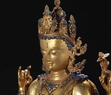 Decoratief ornament - Zittende Manjushri op een lotus
