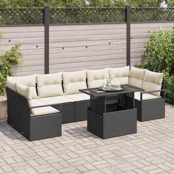 vidaXL Tuin Sofa Set 8 st 7-Aantal zitplaatsen Zwart en, Verzenden, Nieuw, 8 zitplaatsen
